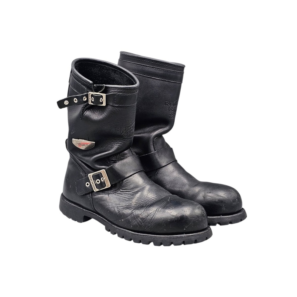 Red Wing Men's Size 12 D Black Leather Vibram Sole ASTM F2413-05 Engineer Boots